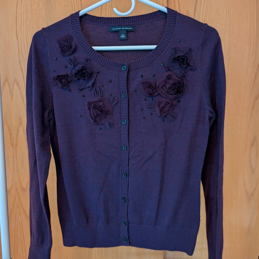 Banana Republic Purple Button Up Women's Cardigan